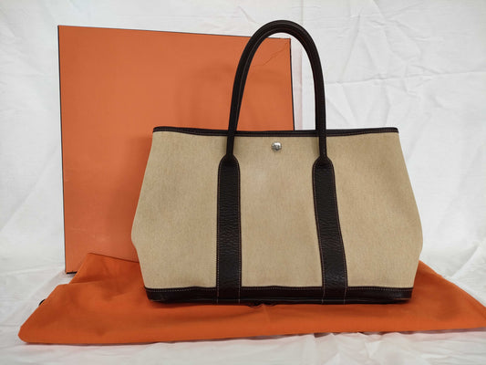 HERMES Garden Party Toile H x Buffle 2004 Tote Bag