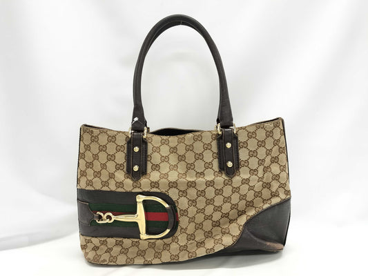GUCCI GG Canvas Horsebit Handbag 137385 Handbag