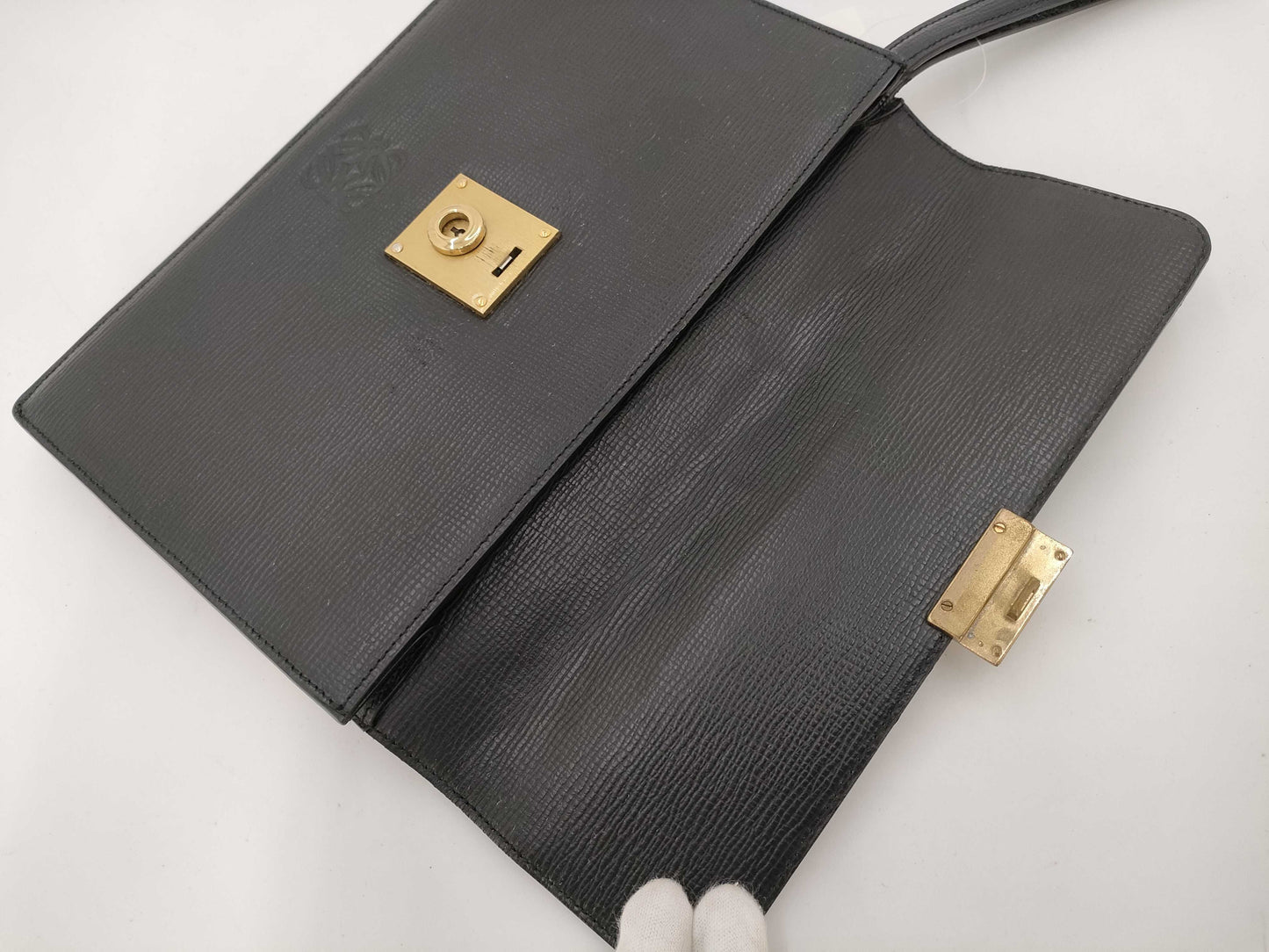 LOEWE Leather Anagram Clutch Bag Black Clutch Bag