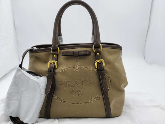 PRADA Jacquard Canvas 2-Way Handbag
