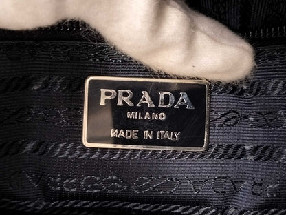 PRADA nylon handbag/black/with sticker/handbag