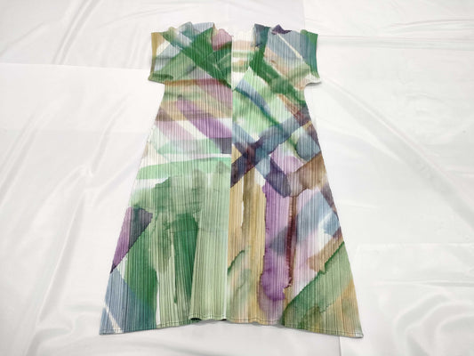 ISSEY MIYAKE Pleats Please Dress Patterned Dress