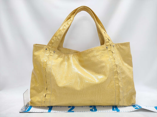 Salvatore Ferragamo Yellow Patent Handbag Tote Bag