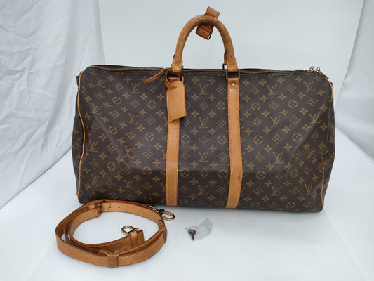 LOUIS VUITTON Monogram Keepall Bandouliere 55 Boston Bag