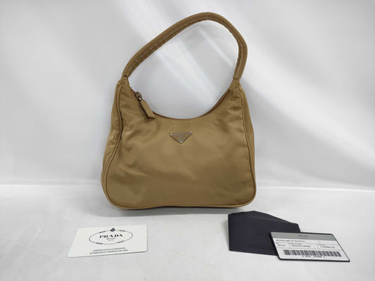 PRADA Nylon Accessory Pouch Beige Handbag