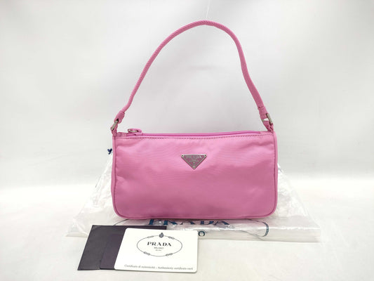 PRADA Nylon Accessory Pink Handbag