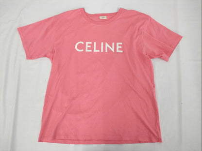 CELINE Logo Print T-Shirt, Eddie Style, Pink/2X68167671Q Tops