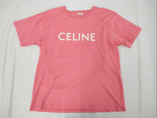 CELINE Logo Print T-Shirt, Eddie Style, Pink/2X68167671Q Tops