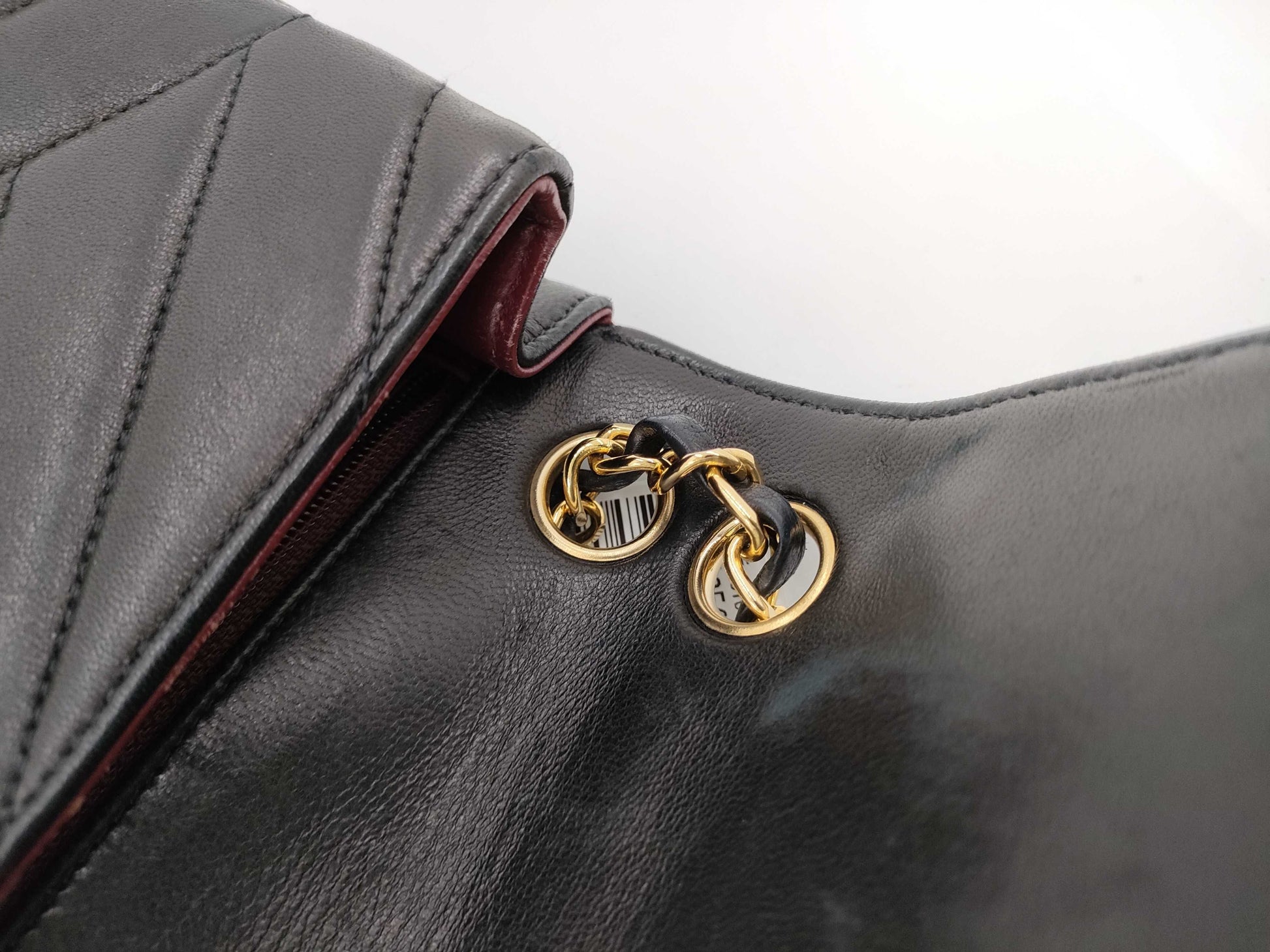 CHANEL Lambskin V-Stitch V-Flap Shoulder Bag