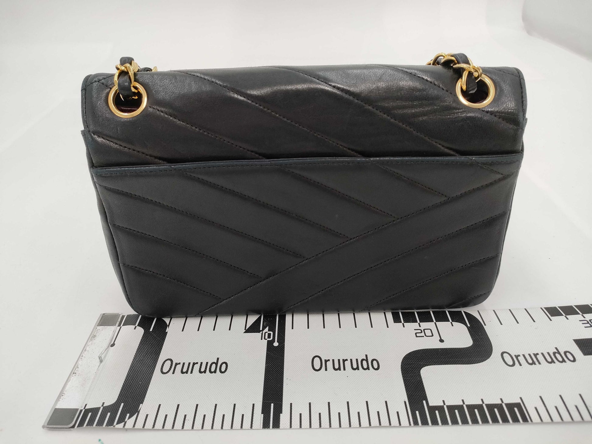 CHANEL Lambskin V-Stitch V-Flap Shoulder Bag
