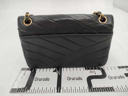 CHANEL Lambskin V-Stitch V-Flap Shoulder Bag