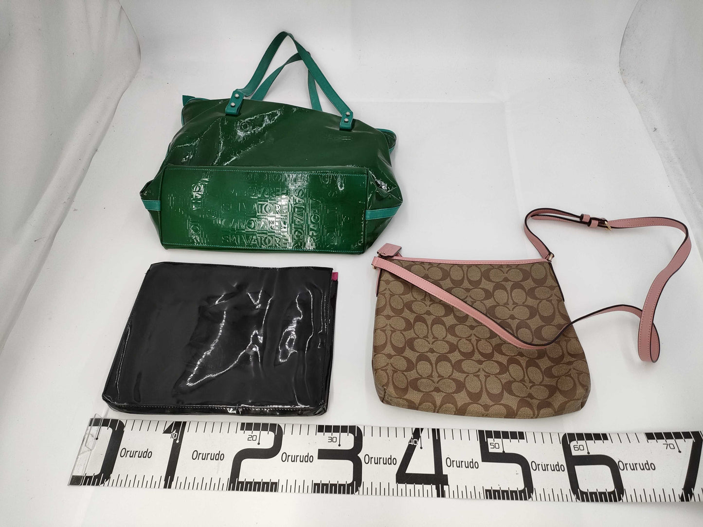 COACH Signature Ferragamo Enamel Bag / Saint Laurent Enamel Bag Total of 3 Bags