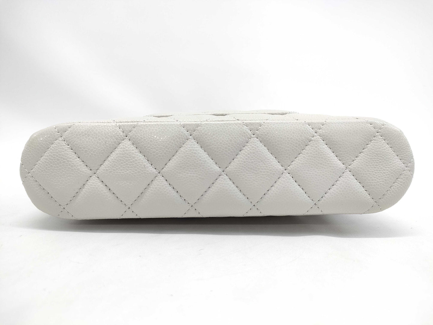 CHANEL Caviar Skin Shoulder Clutch White Shoulder Bag