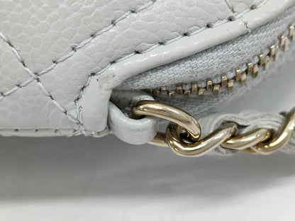 CHANEL Caviar Skin Shoulder Clutch White Shoulder Bag