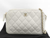 CHANEL Caviar Skin Shoulder Clutch White Shoulder Bag
