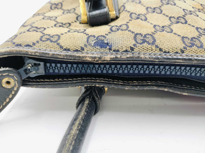 GUCCI GG Canvas Sherry Line Handbag, Old Gucci Handbag with Large Stain