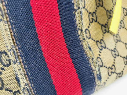 GUCCI GG Canvas Sherry Line Handbag, Old Gucci Handbag with Large Stain