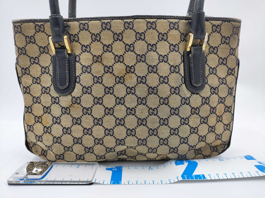 GUCCI GG Canvas Sherry Line Handbag, Old Gucci Handbag with Large Stain