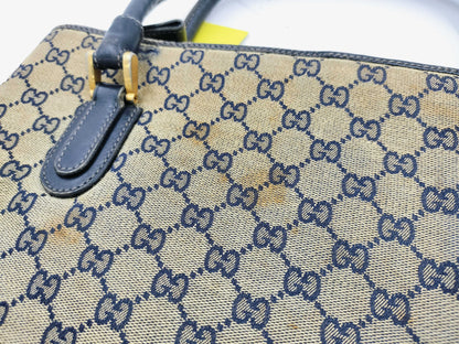 GUCCI GG Canvas Sherry Line Handbag, Old Gucci Handbag with Large Stain