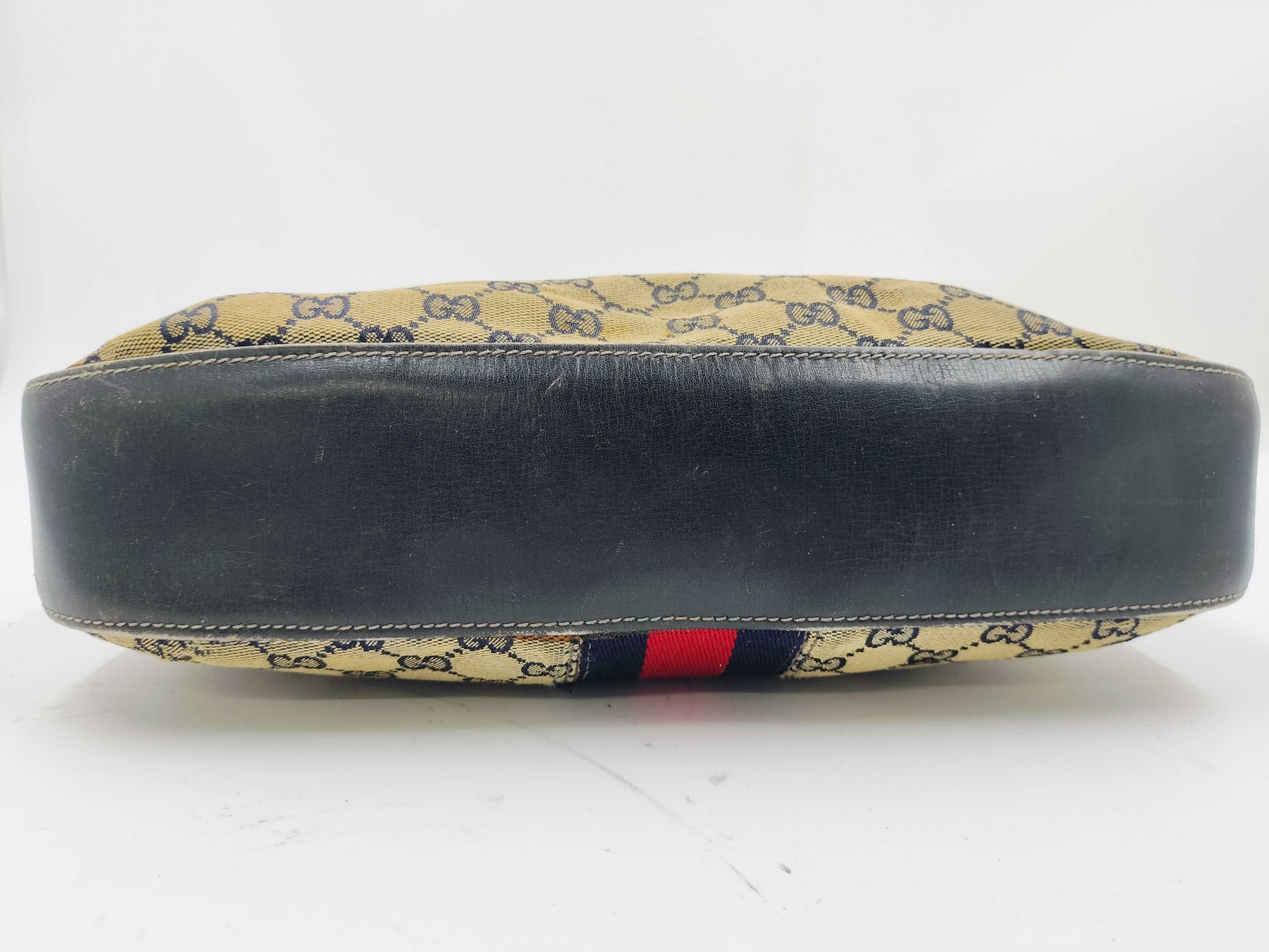 GUCCI GG Canvas Sherry Line Handbag, Old Gucci Handbag with Large Stain
