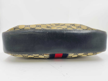 GUCCI GG Canvas Sherry Line Handbag, Old Gucci Handbag with Large Stain