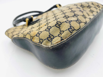 GUCCI GG Canvas Sherry Line Handbag, Old Gucci Handbag with Large Stain