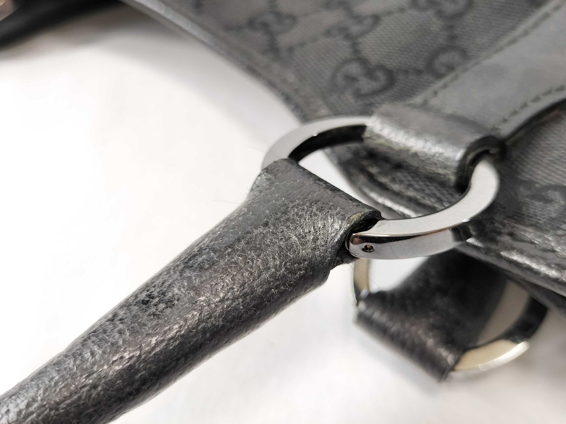 GUCCI Canvas x Leather/Black Handbag