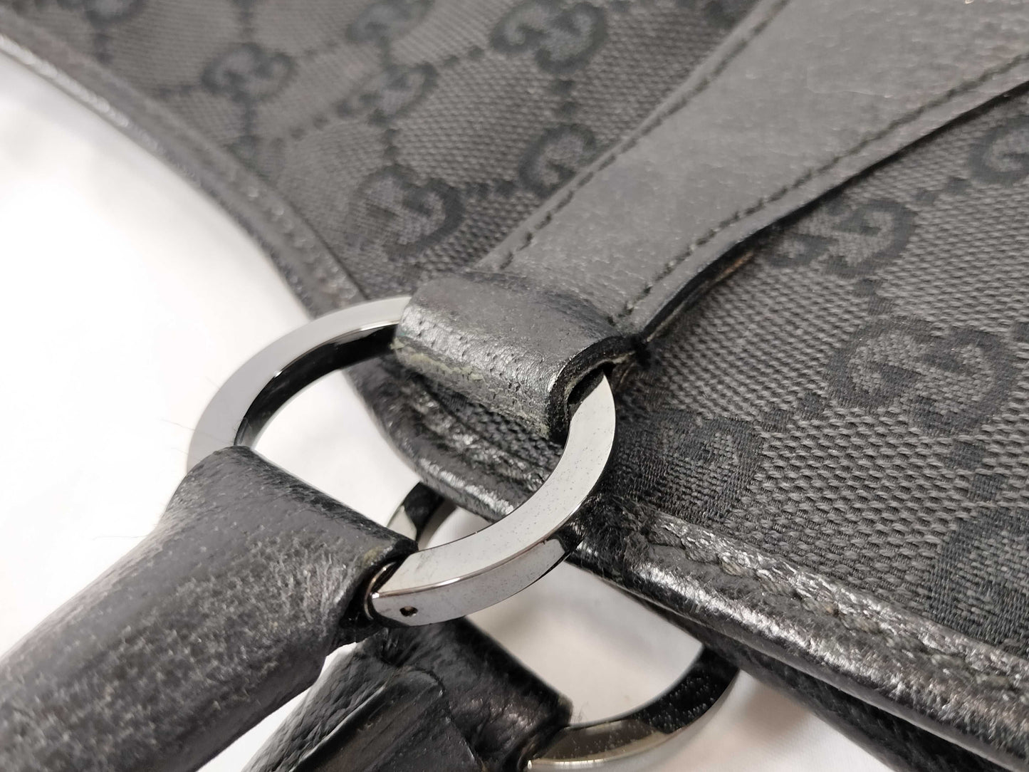 GUCCI Canvas x Leather/Black Handbag