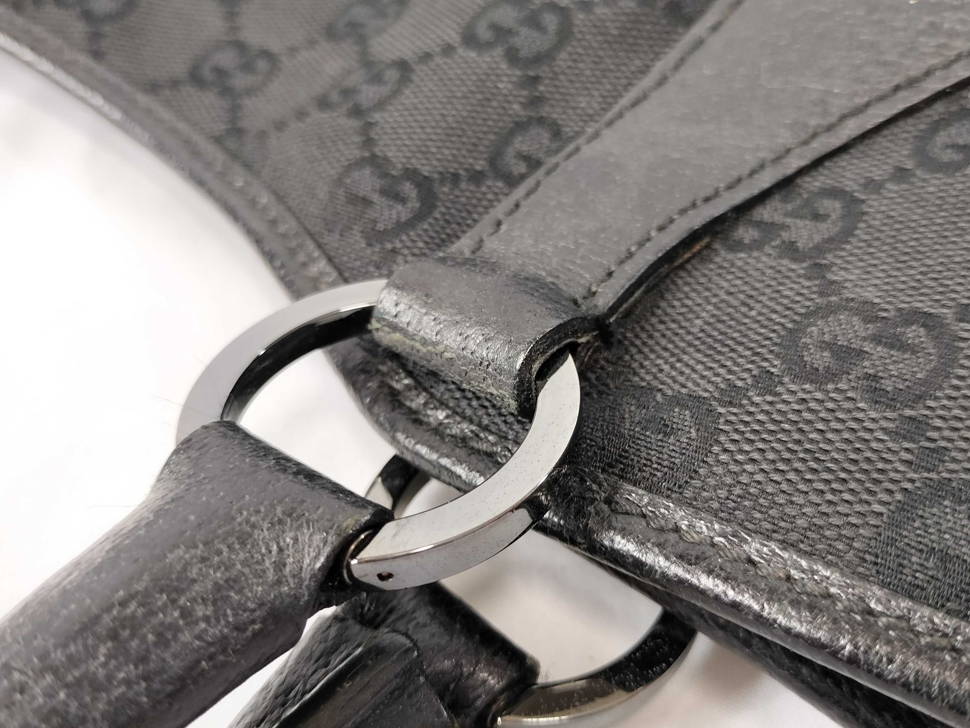 GUCCI Canvas x Leather/Black Handbag