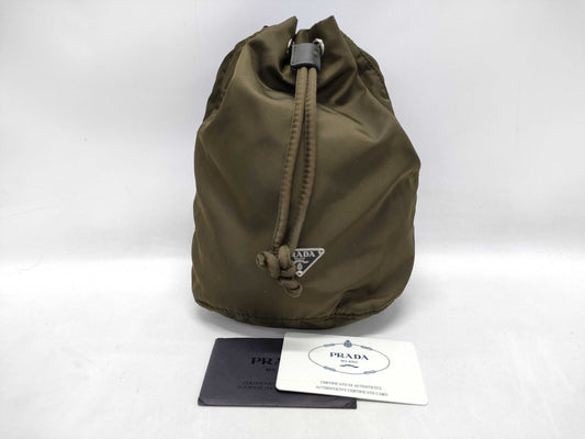 PRADA Nylon Pouch Khaki MV369 Pouch
