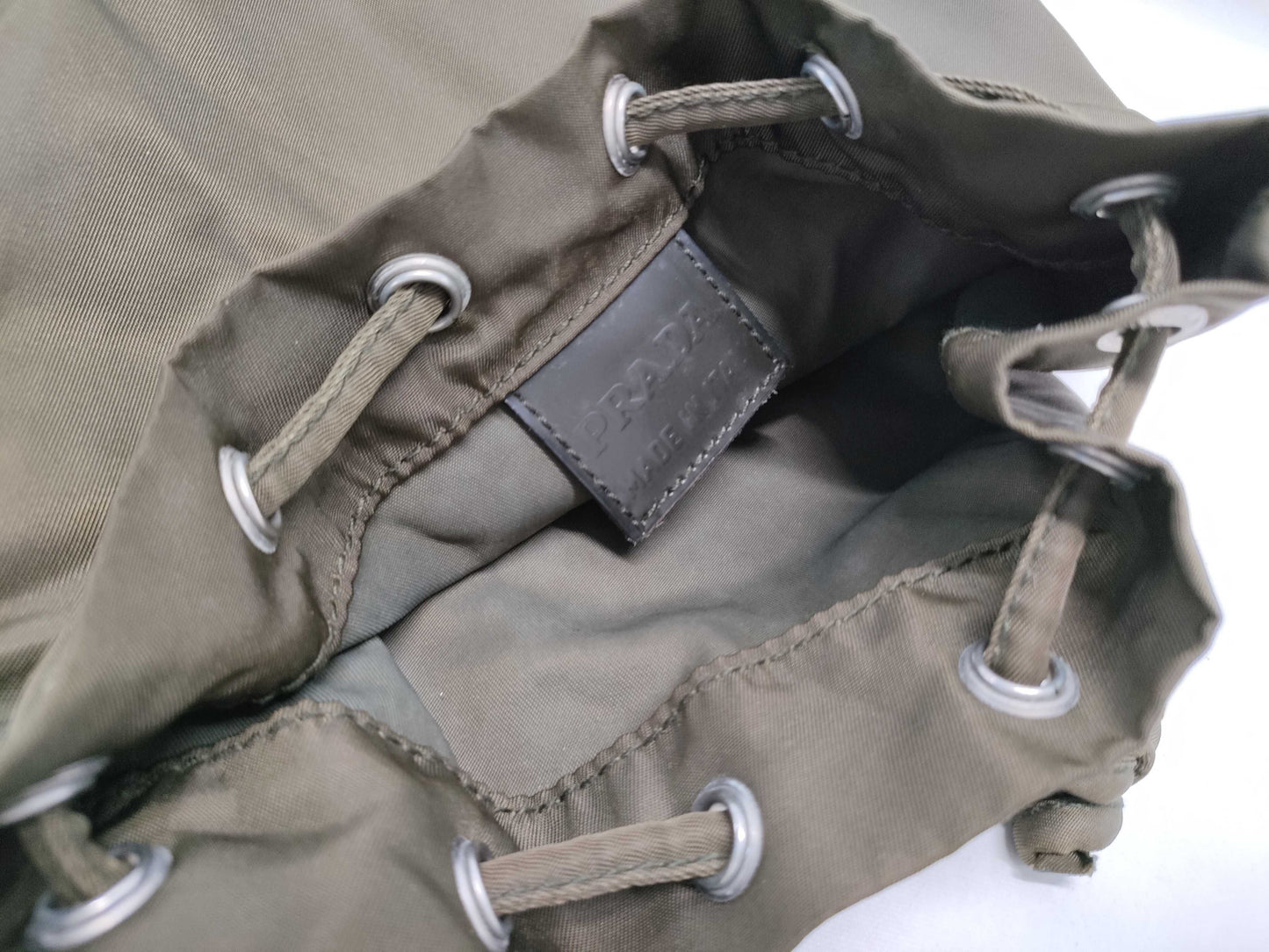 PRADA Nylon Pouch Khaki MV369 Pouch