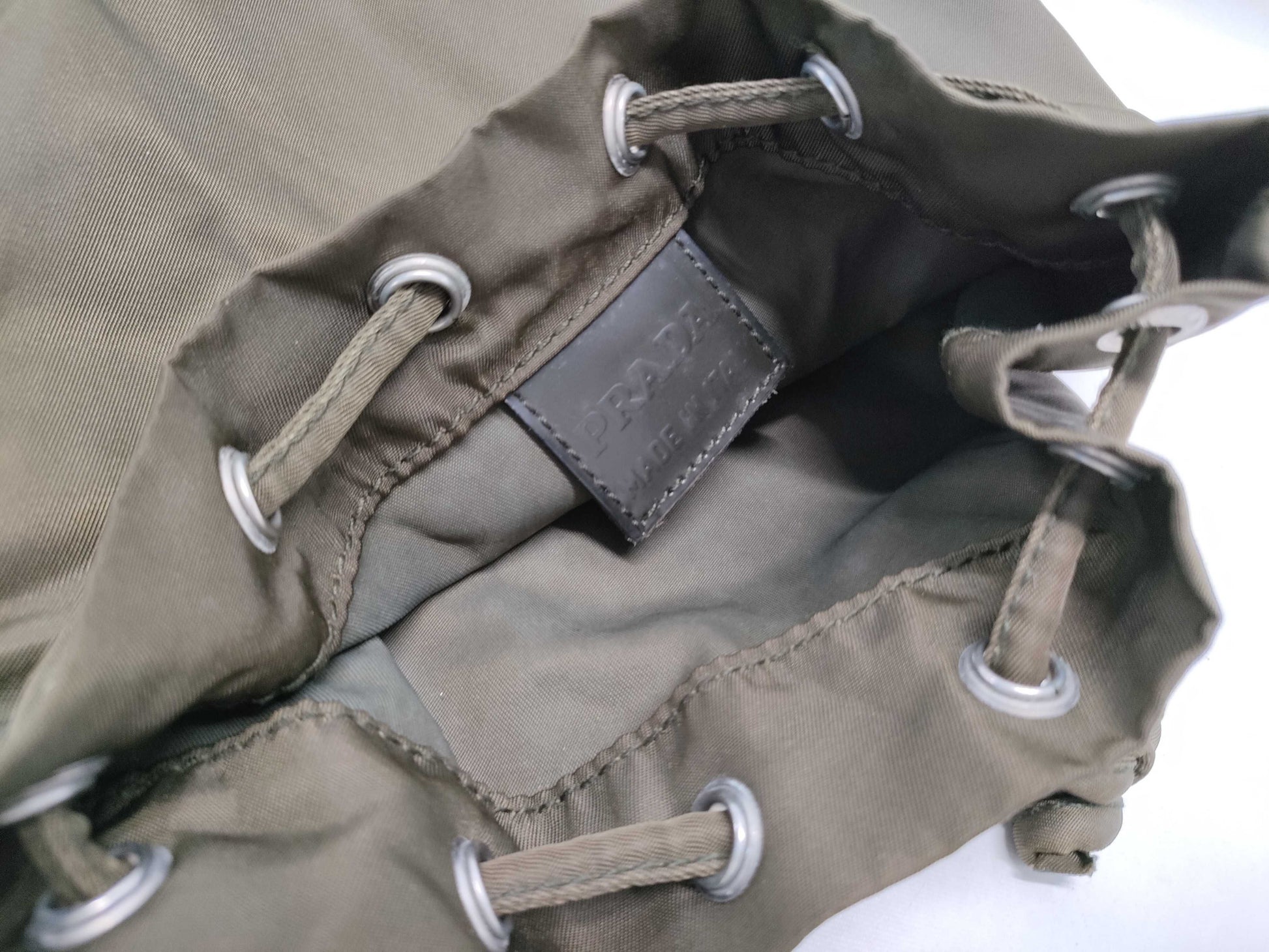 PRADA Nylon Pouch Khaki MV369 Pouch