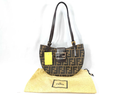 FENDI Zucca Mamma Half Moon Tote Handbag