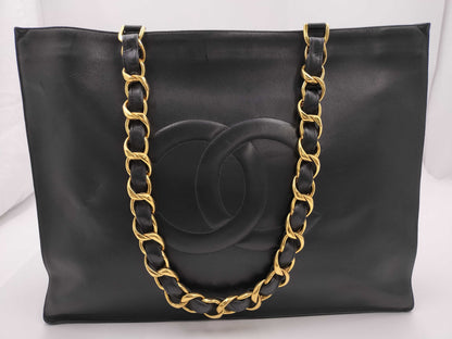 CHANEL 3723063 Lambskin Large Coco Mark Chain Shoulder Tote Bag