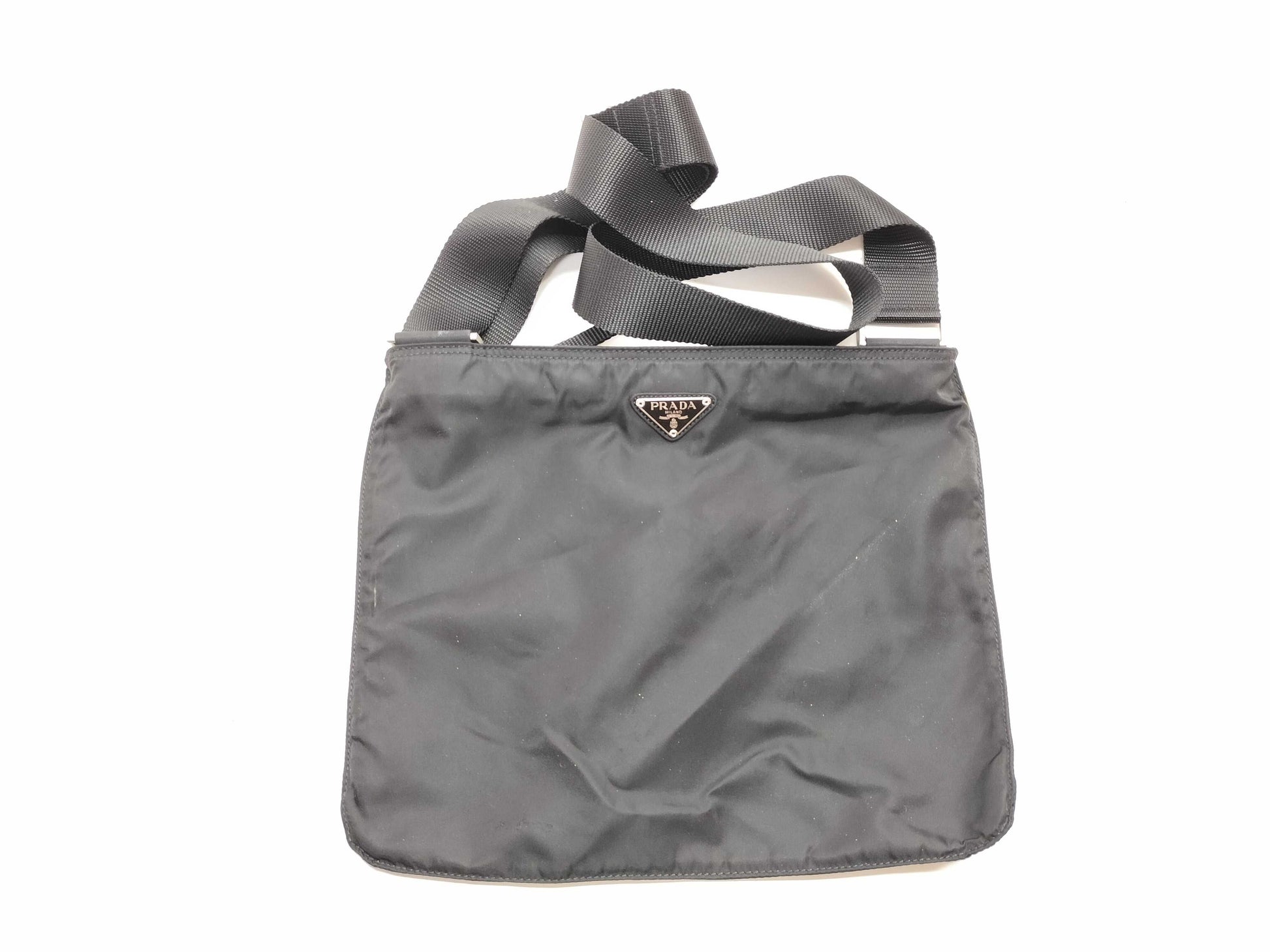 PRADA Nylon Triangle Logo Plate Shoulder Bag