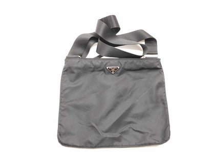 PRADA Nylon Triangle Logo Plate Shoulder Bag
