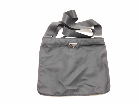 PRADA Nylon Triangle Logo Plate Shoulder Bag