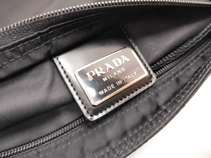 PRADA Nylon Triangle Logo Plate Shoulder Bag