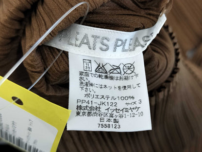 ISSEY MIYAKE Pleated Long Sleeve Top Brown Top