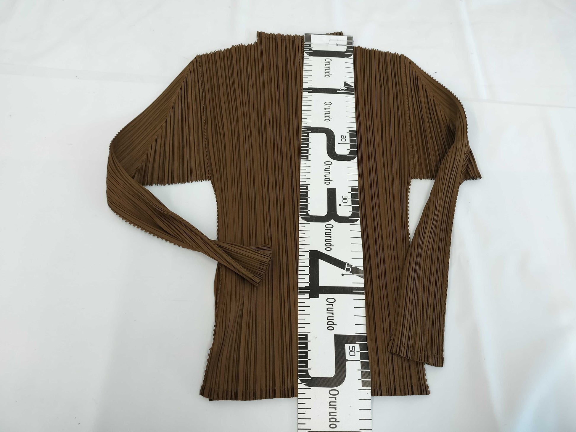 ISSEY MIYAKE Pleated Long Sleeve Top Brown Top