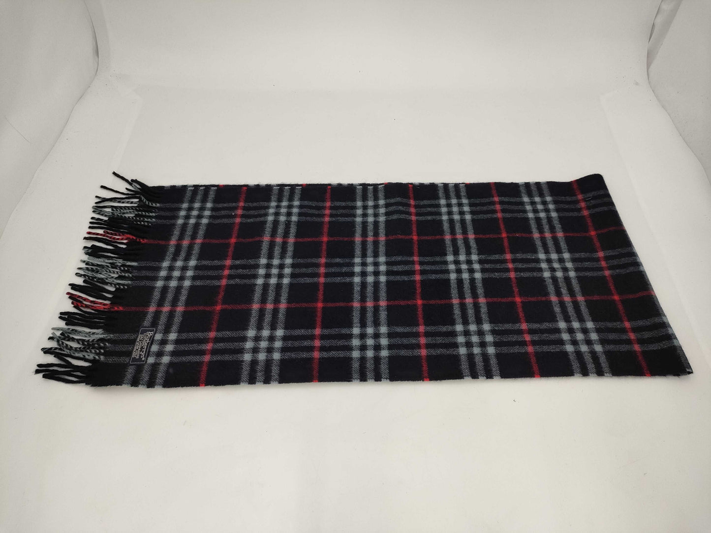 BURBERRY Cashmere Check Navy Scarf