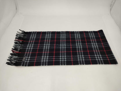 BURBERRY Cashmere Check Navy Scarf