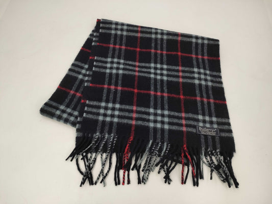 BURBERRY Cashmere Check Navy Scarf