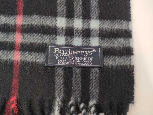 BURBERRY Cashmere Check Navy Scarf