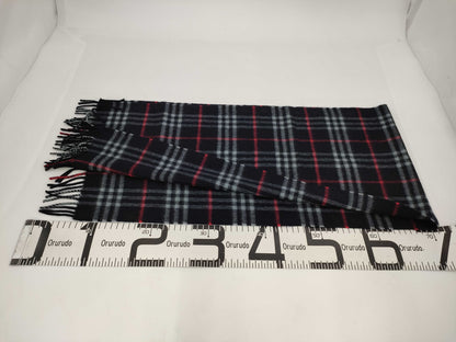 BURBERRY Cashmere Check Navy Scarf