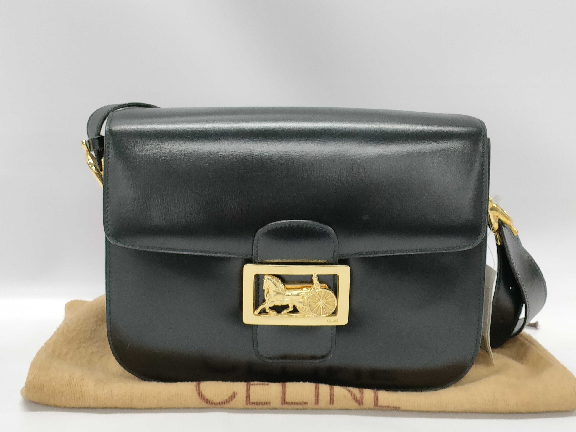 CELINE Carriage Hardware Leather Shoulder Bag
