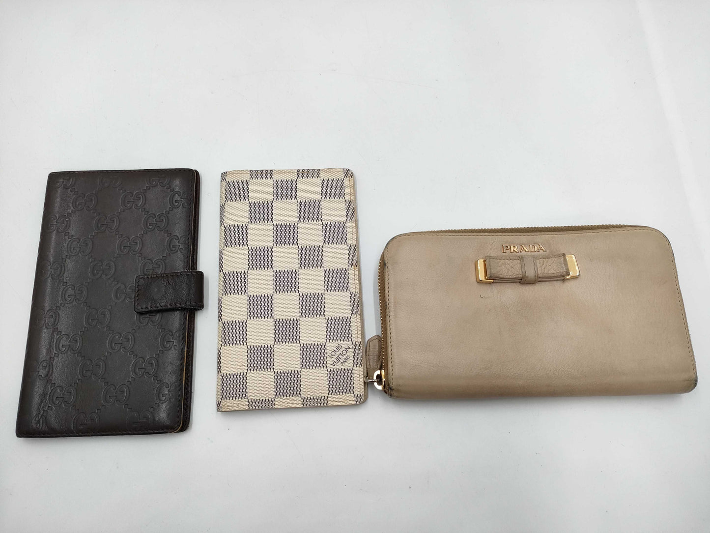 LOUIS VUITTON Damier Gucci Prada Wallet Card Case *3-Piece Set Billfold