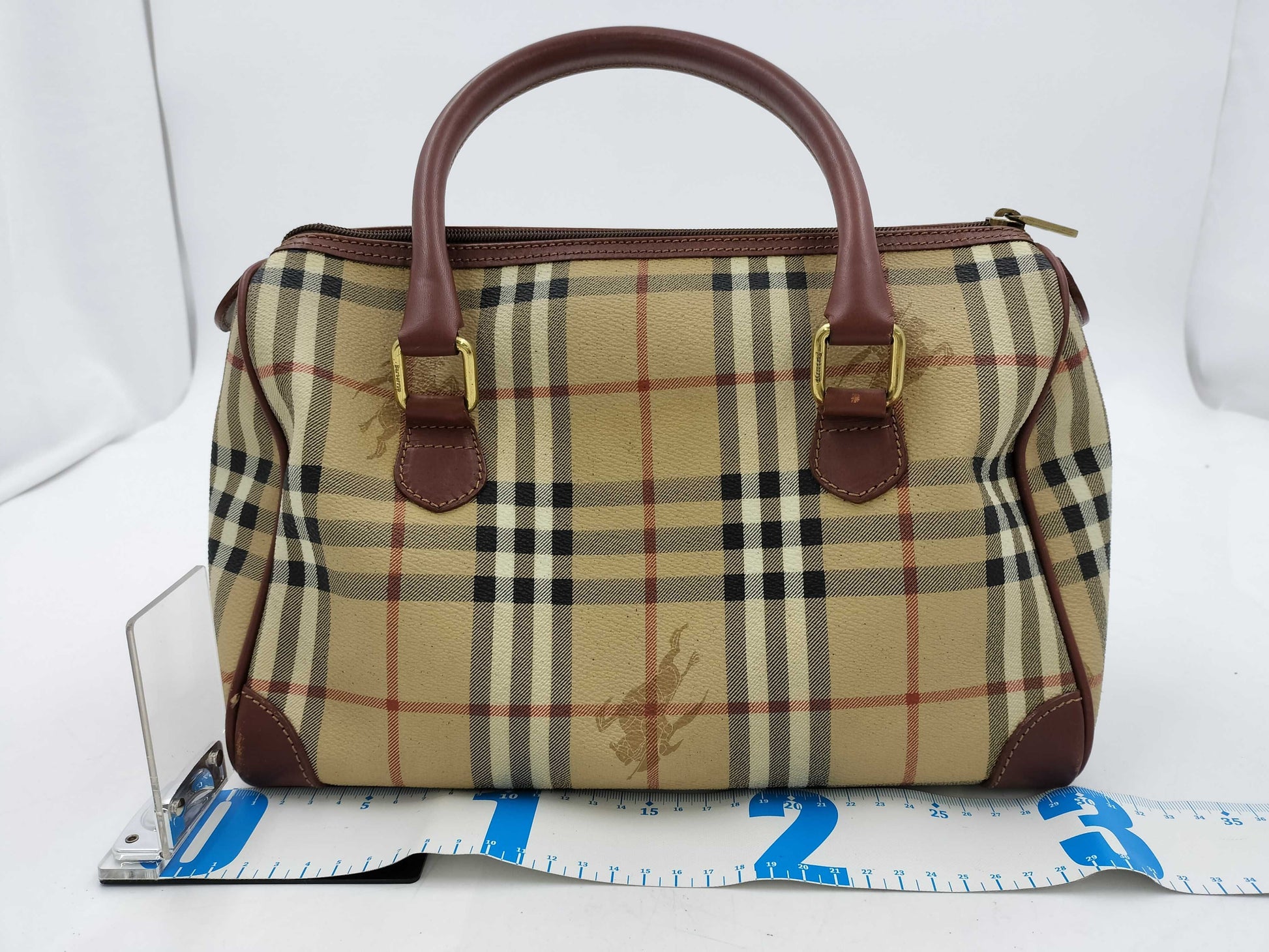 BURBERRY Nova Check PVC Handbag Mini Boston Bag