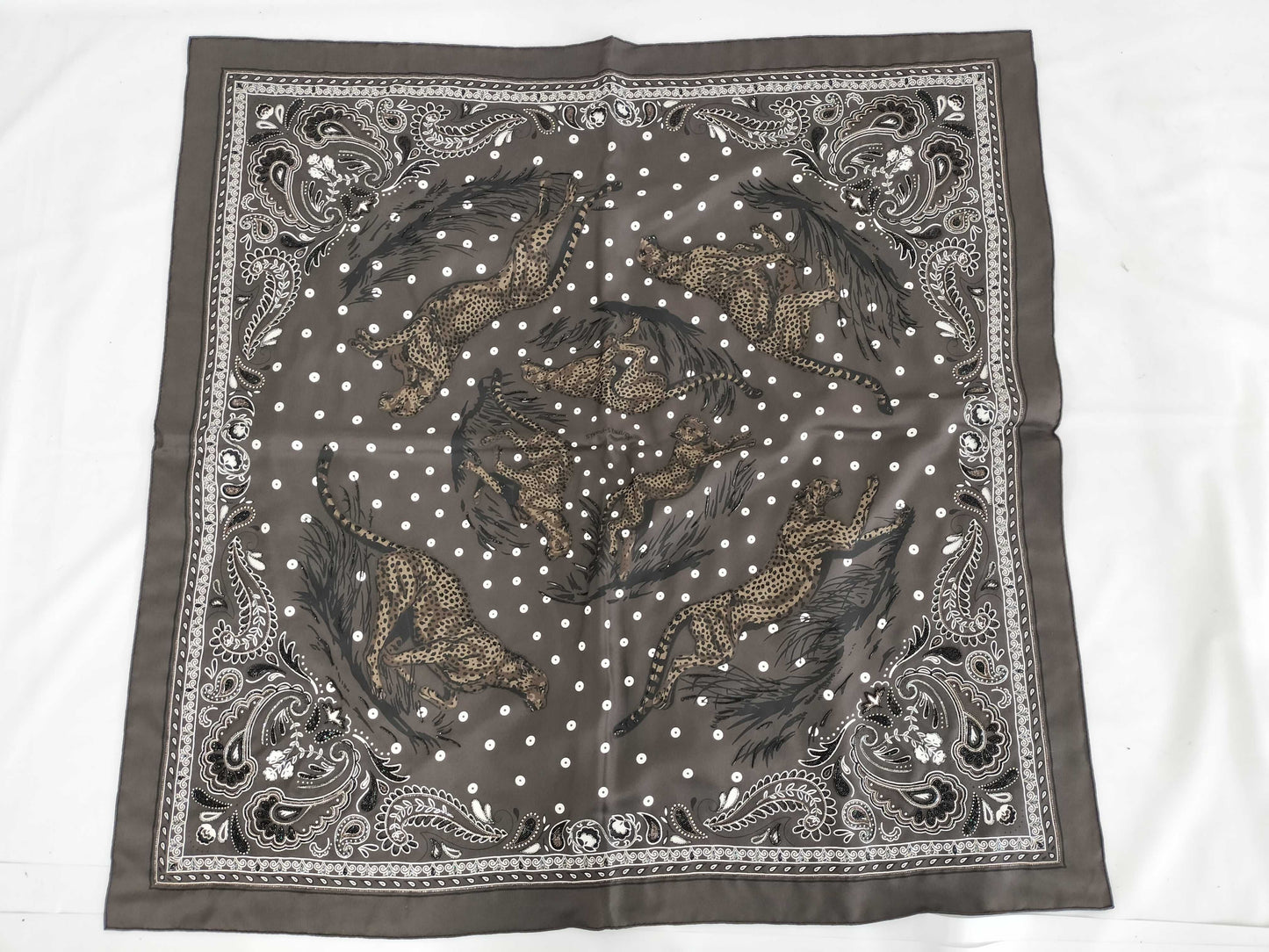 HERMES 2024 AW Brode Guepards Bandana scarf with beading, retail price 630,000 yen