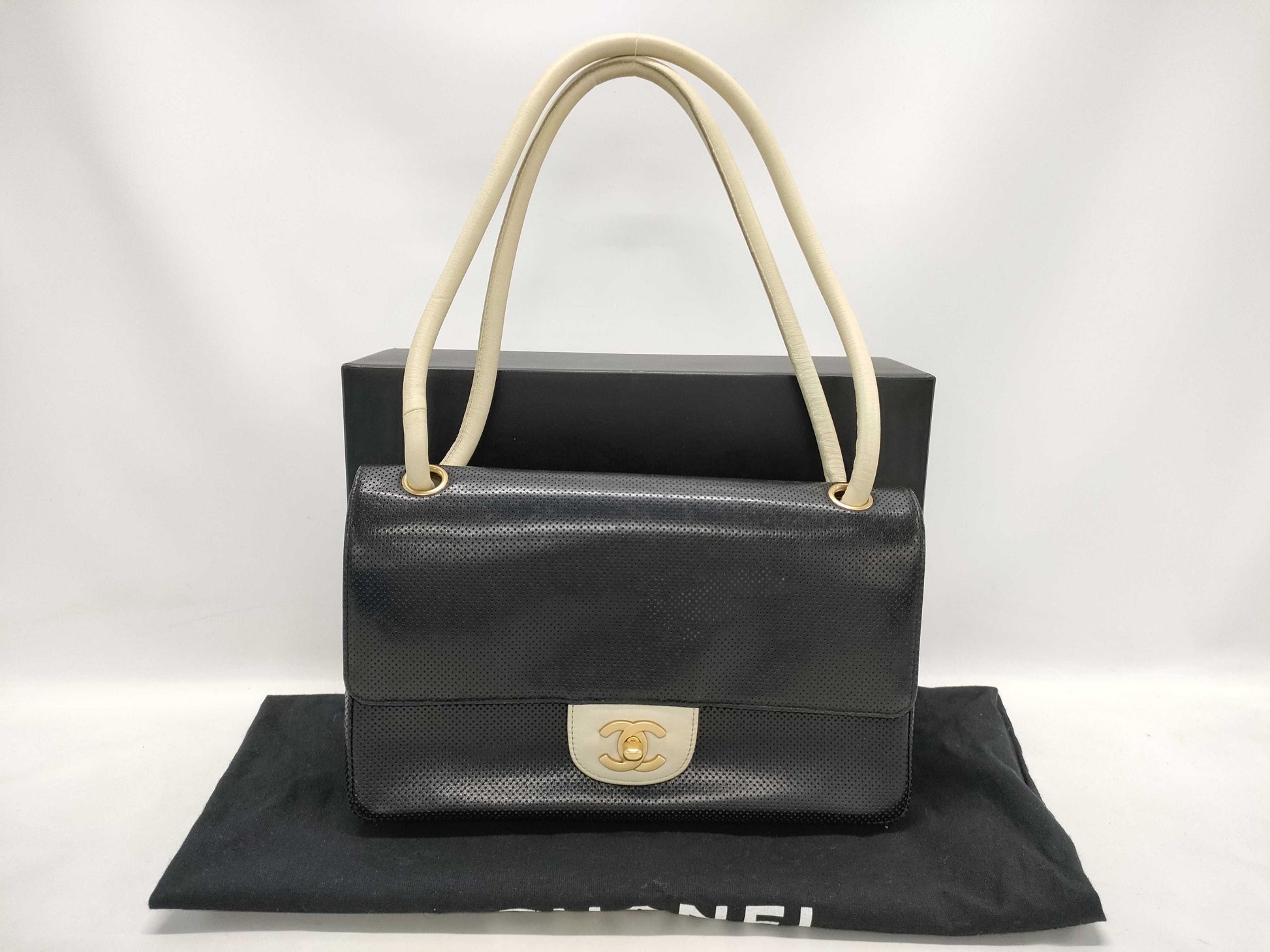 CHANEL Perforated Coco Turnlock One-Shoulder Shoulder Bag